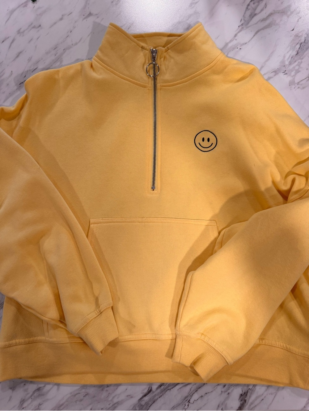 Vinyl Icons Yellow Half-Zip Smiley Pullover Sweatshirt